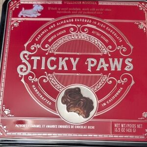 Nostalgic Williams Sonoma Red Sticky Paws Chocolate Tin